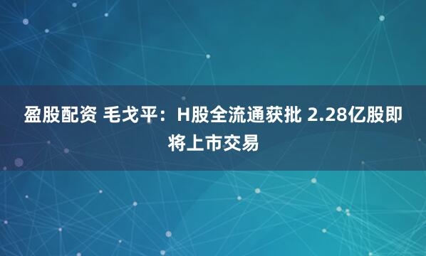 盈股配资 毛戈平：H股全流通获批 2.28亿股即将上市交易